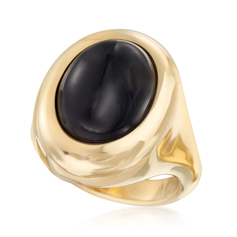 Andiamo Black Onyx and 14kt Yellow Gold Over Resin Ring image number 3