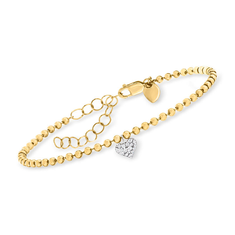 Diamond-Accented Heart Bracelet in 14kt Two-Tone Gold. 5&quot; image number 0