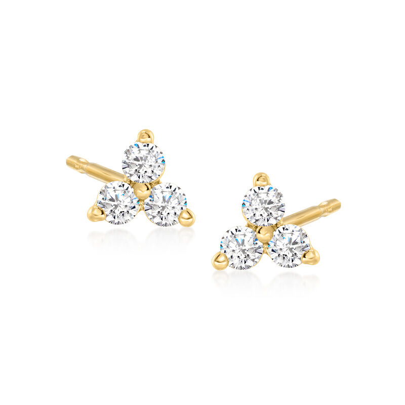 .20 ct. t.w. Diamond Three-Stone Earrings in 14kt Yellow Gold  image number 0