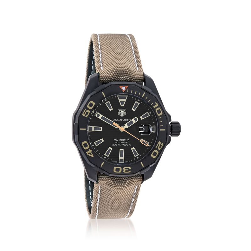 TAG Heuer Aquaracer Men's 43mm Stainless Steel and Titanium Watch with Tan Nylon Strap image number 0