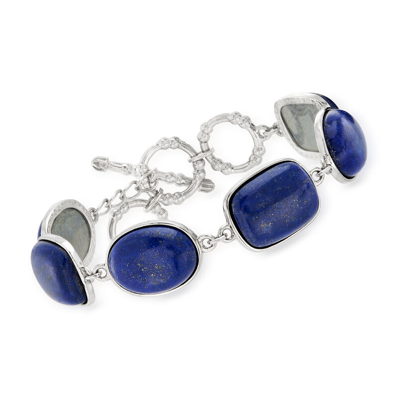 Lapis-Linked Bracelet in Sterling Silver. 7&quot; image number 0