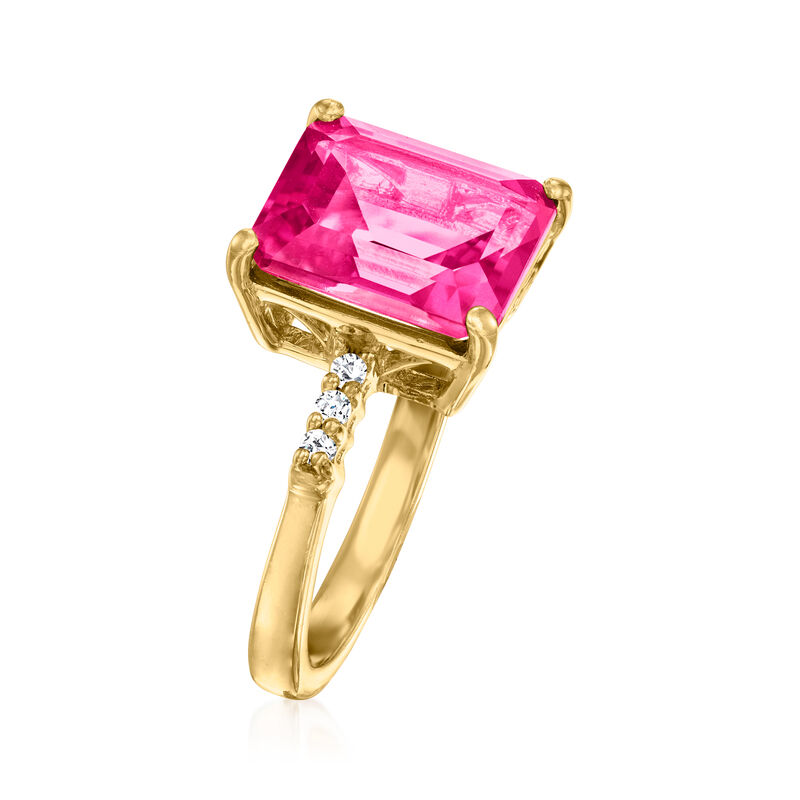5.25 Carat Pink Topaz Ring with .10 ct. t.w. White Topaz in 18kt Gold Over Sterling image number 2