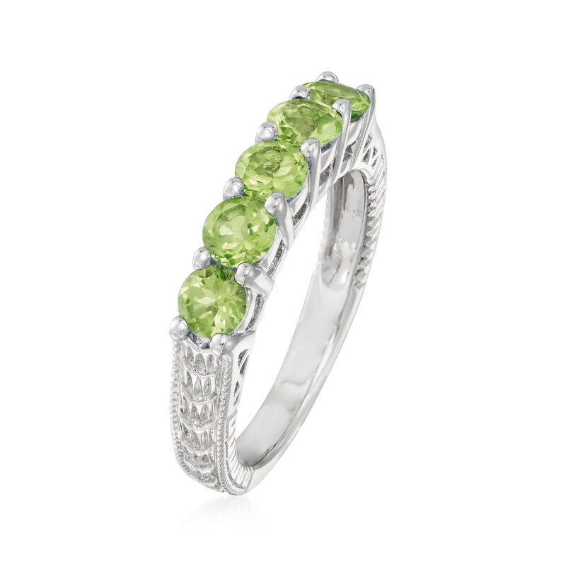 1.30 ct. t.w. Peridot Five-Stone Ring in Sterling Silver image number 2