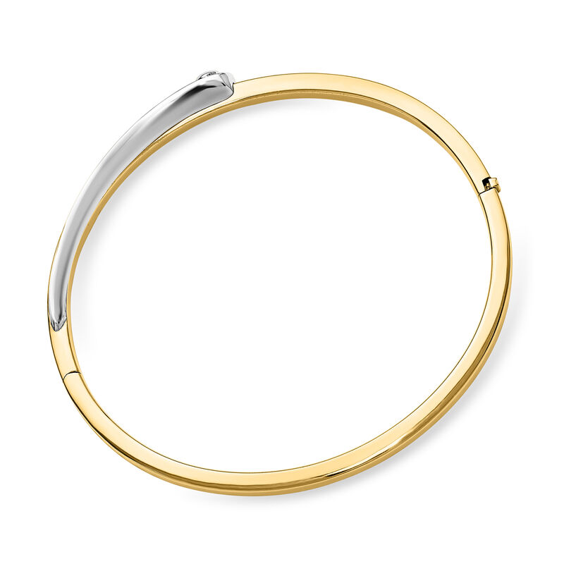 Italian .90 Carat Diamond Interlocking Bangle Bracelet in 18kt Two-Tone Gold. 7&quot; image number 1