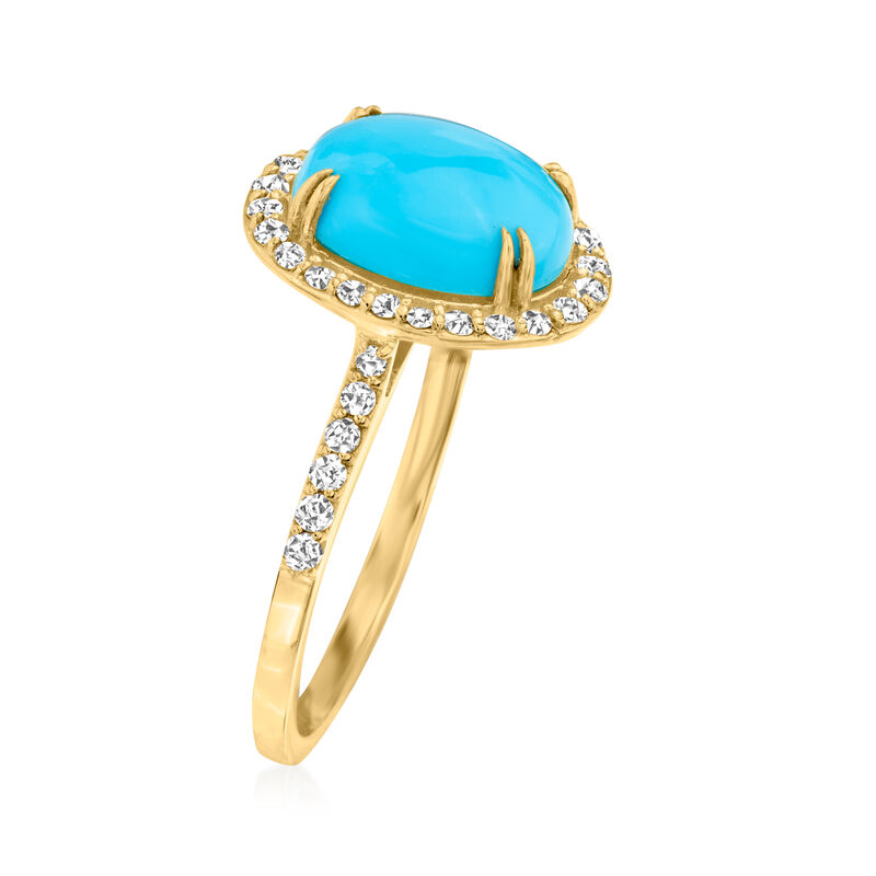 Turquoise Ring with .32 ct. t.w. Diamonds in 14kt Yellow Gold image number 2