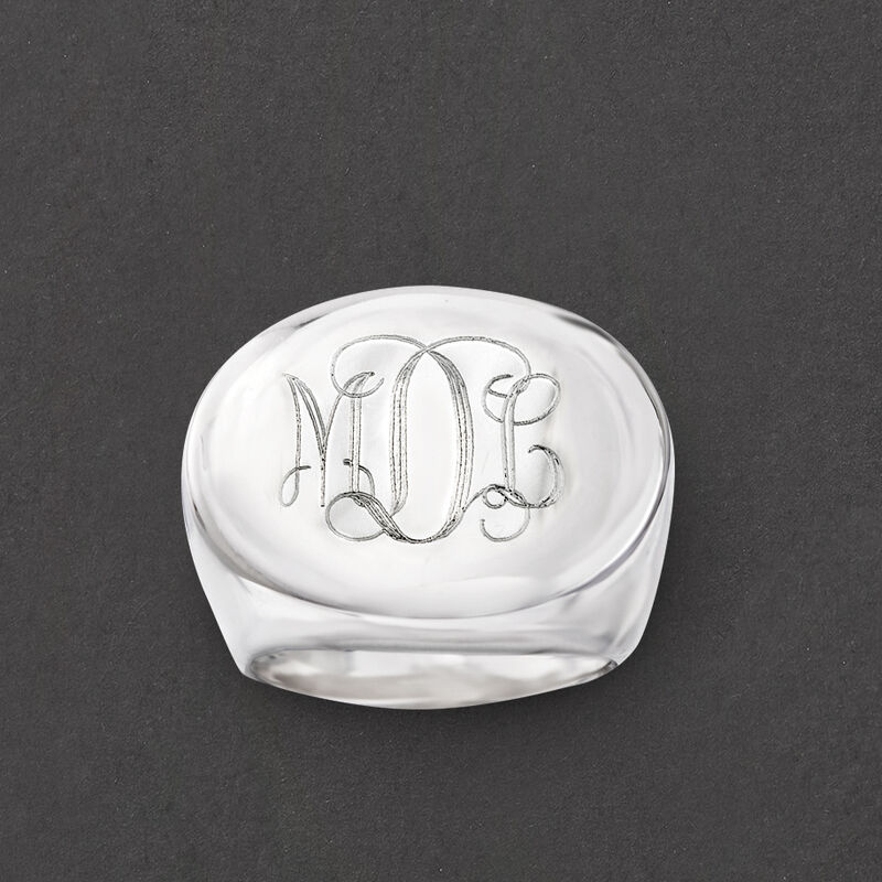 Italian Sterling Silver Oval Monogram Ring image number 5