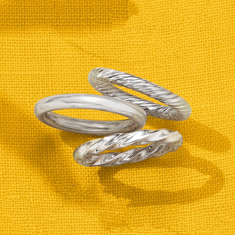 Sterling Silver Jewelry Set: Three Polished Rings image number 5