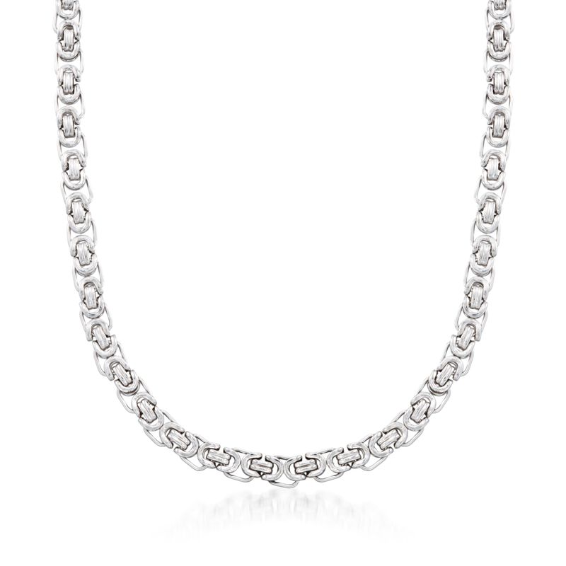 Men's Sterling Silver Byzantine Box Link Necklace image number 0