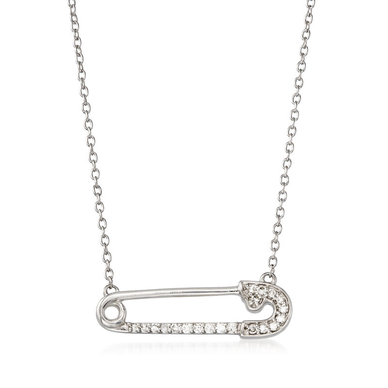 .10 ct. t.w. Diamond Safety Pin Necklace in Sterling Silver image number 0