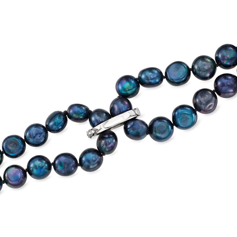 10-11mm Black Cultured Baroque Pearl Long Endless Necklace with Sterling Silver Shortener image number 5