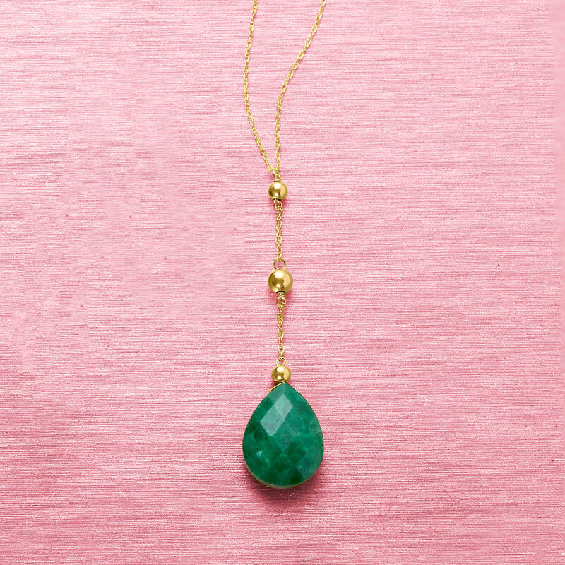 10.00 Carat Emerald Y-Necklace in 14kt Yellow Gold image number 3