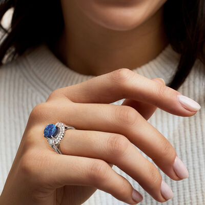 C. 2010 Vintage Black Opal and .40 ct. t.w. Diamond Ring in Platinum