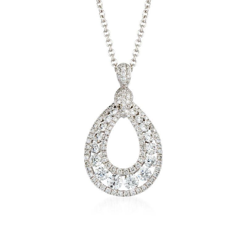 Gregg Ruth 1.50 ct. t.w. Diamond Pendant Necklace in 18kt White Gold. 18&quot; image number 0