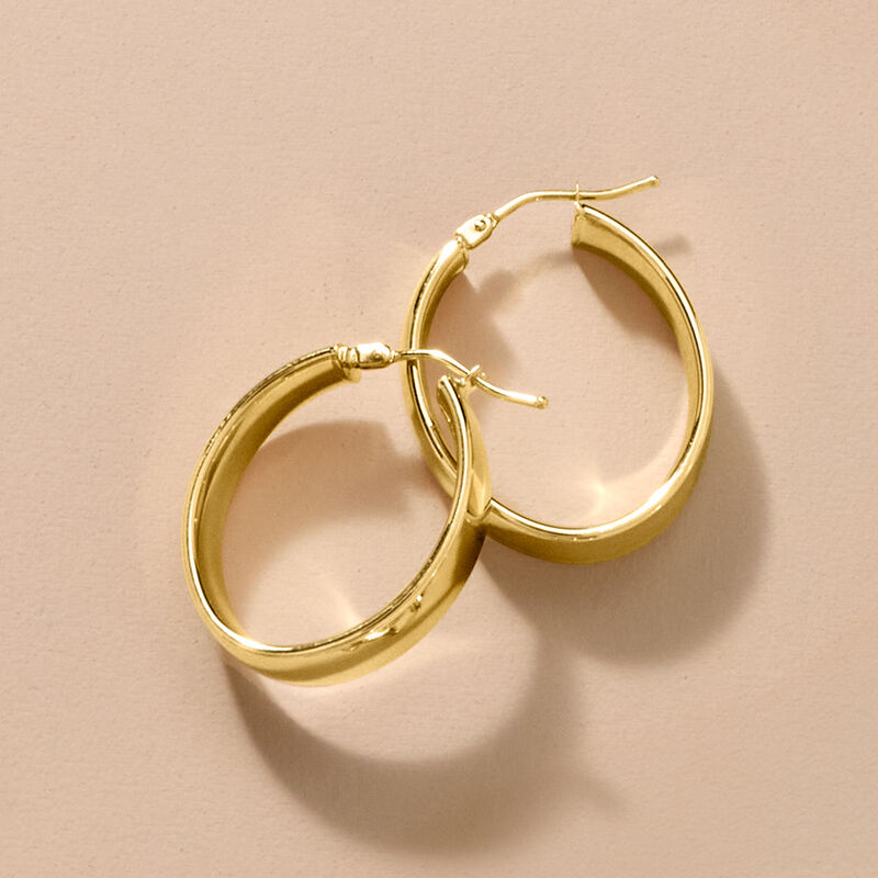 Italian 14kt Yellow Gold Oval Hoop Earrings. 1" image number 2