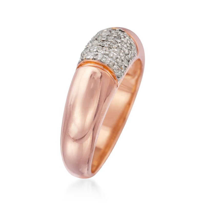 .20 ct. t.w. Pave Diamond Dome Ring in 14kt Rose Gold Over Sterling image number 2