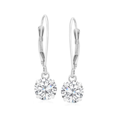 2.00 ct. t.w. CZ Drop Earrings in 14kt White Gold