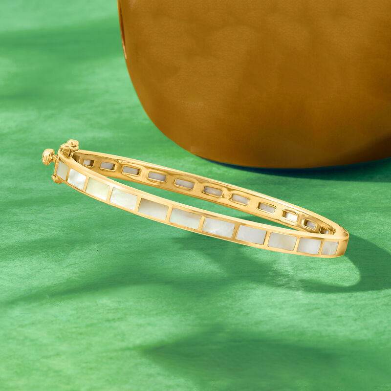 Mother-of-Pearl Bangle Bracelet in 18kt Gold Over Sterling image number 2