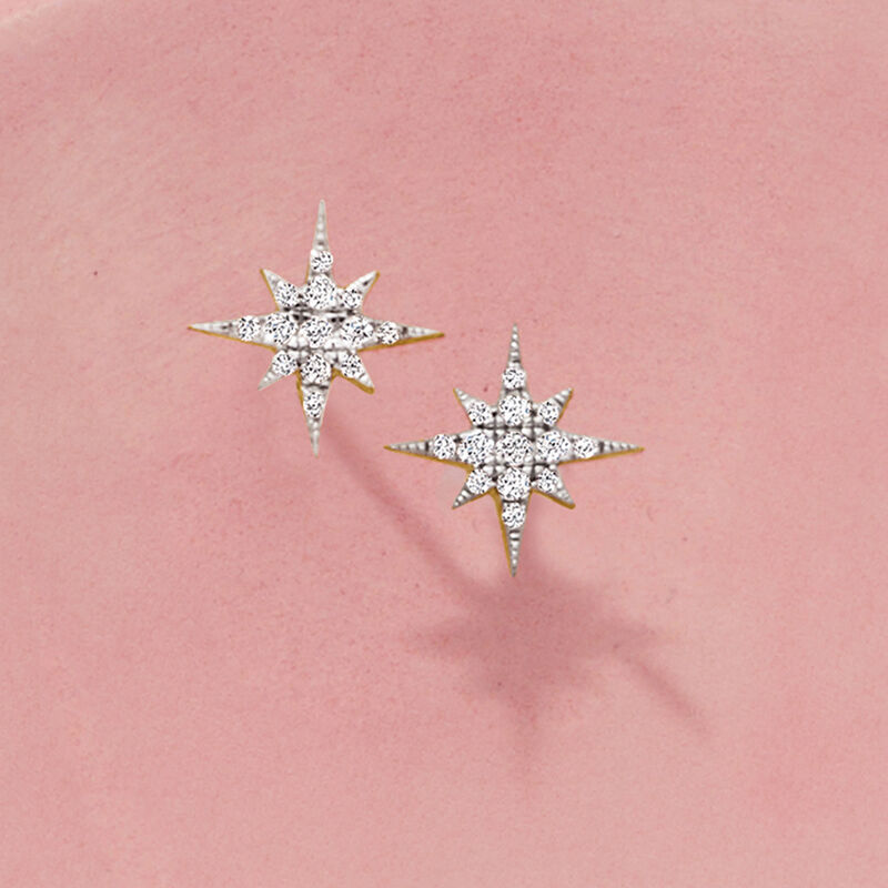 .15 ct. t.w. Diamond Star Stud Earrings in 14kt Yellow Gold  image number 2