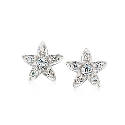 C. 1990 Vintage .75 ct. t.w. Diamond Flower Earrings in Platinum