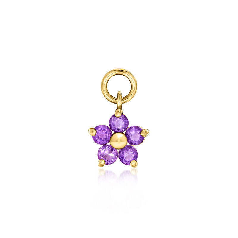 Amethyst Flower Hoop Charms in 14kt Yellow Gold image number 0