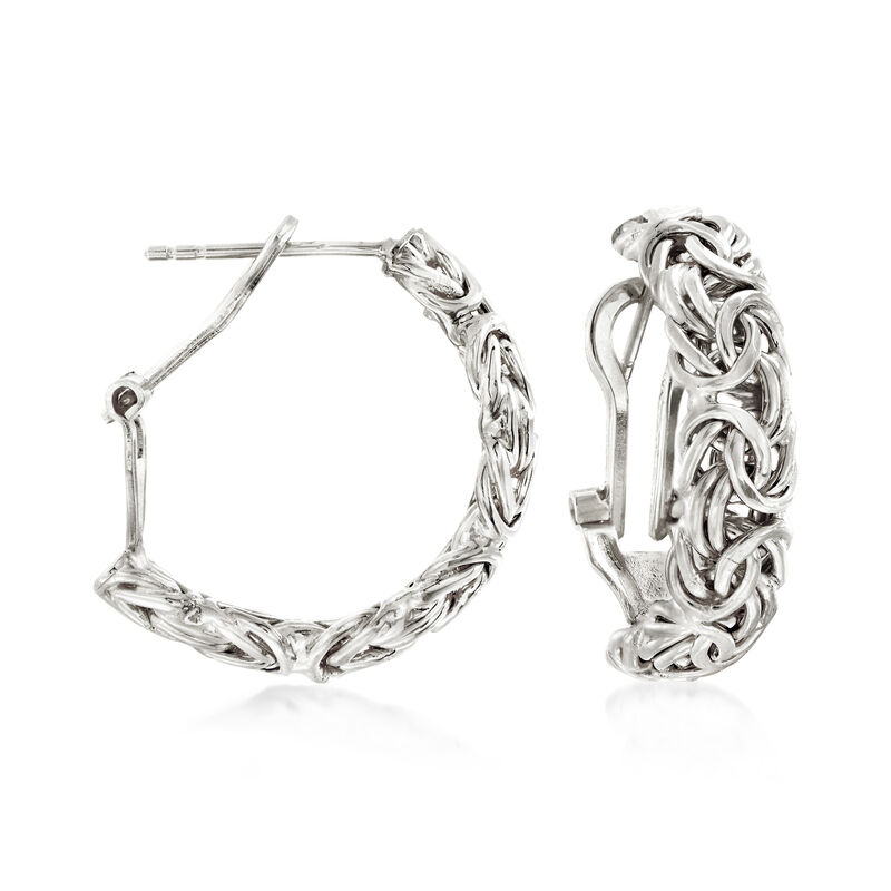 Sterling Silver Byzantine Hoop Earrings image number 0