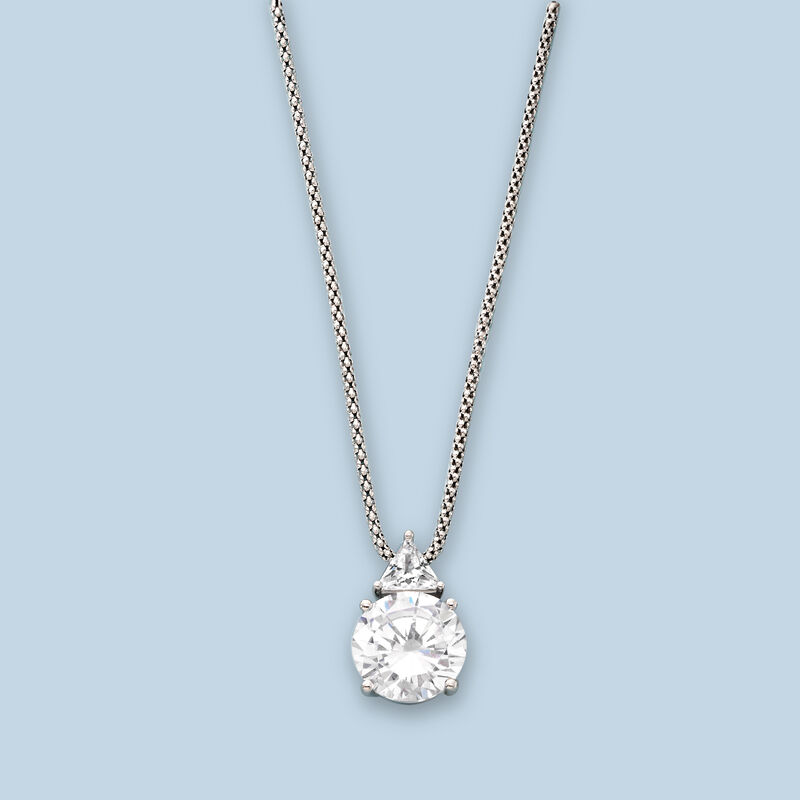 6.75 ct. t.w. CZ Pendant Necklace in Sterling Silver image number 2