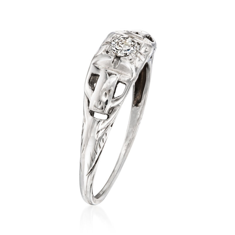 C. 1950 Vintage .15 Carat Diamond Ring in 18kt White Gold. Size 6 image number 2