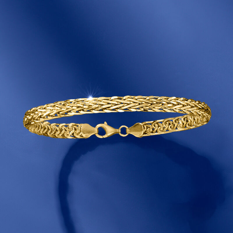 18kt Yellow Gold Wheat-Chain Bracelet image number 3