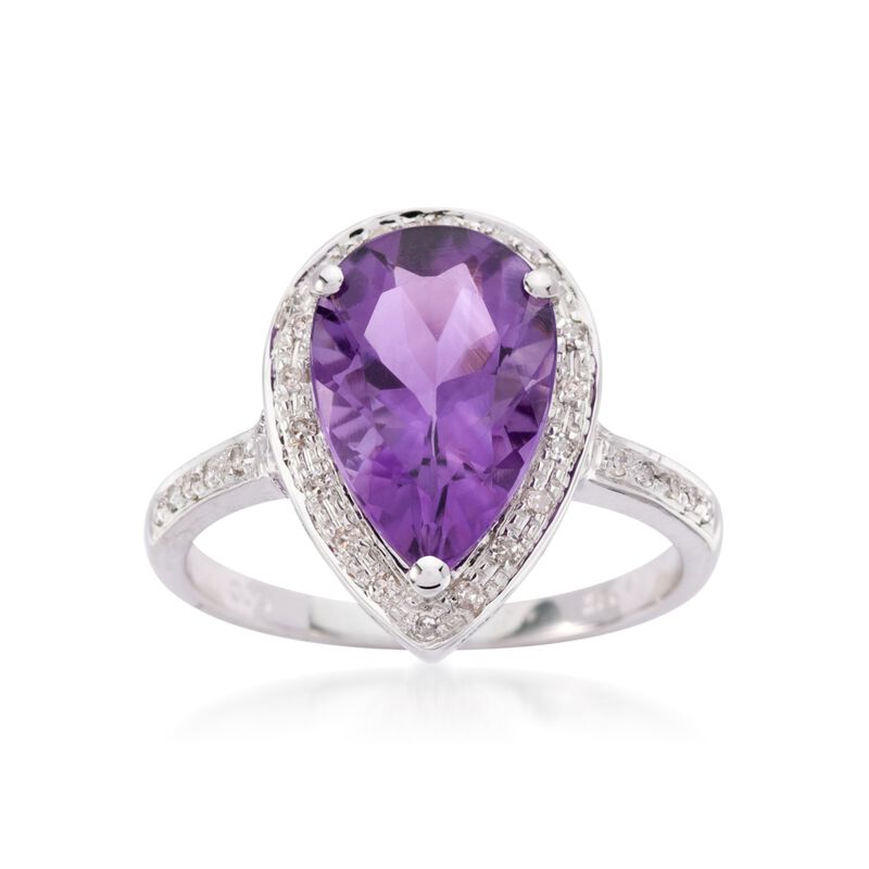 3.15 Carat Amethyst and .10 ct. t.w. Diamond Ring in 14kt White Gold image number 0