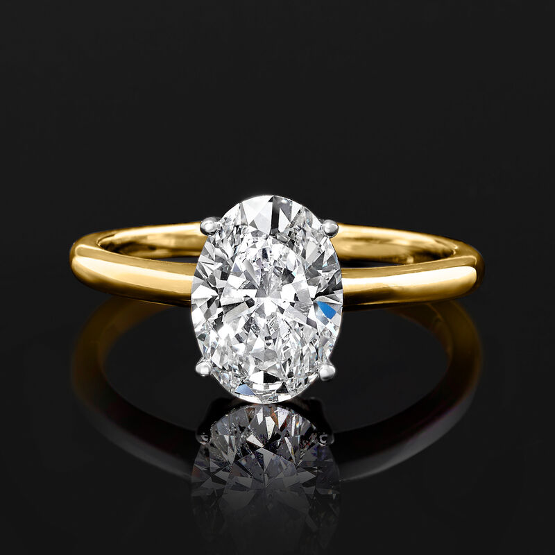 2.00 Carat Oval Lab-Grown Diamond Solitaire Ring in 14kt Yellow Gold image number 3