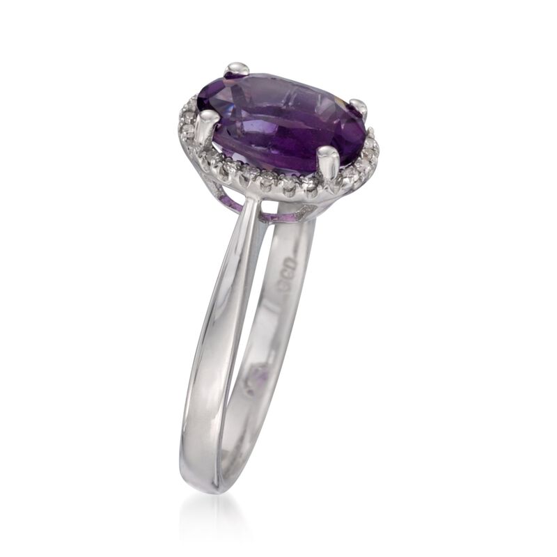 1.75 Carat Amethyst Ring with Diamonds in 14kt White Gold image number 2