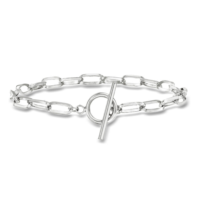 Sterling Silver Paper Clip Link Toggle Bracelet image number 0