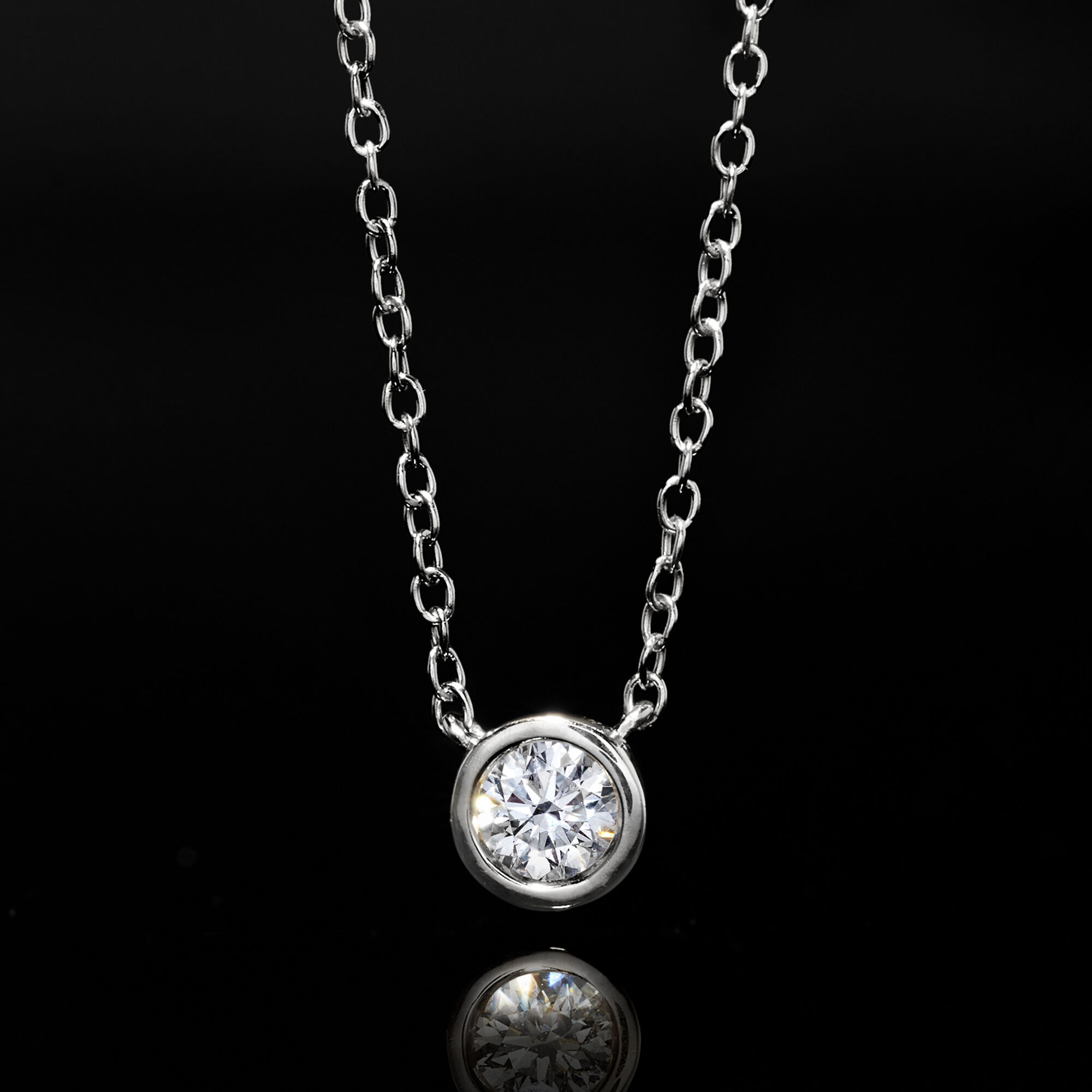 15 Carat Bezel Set Lab Grown Diamond Necklace in Sterling Silver