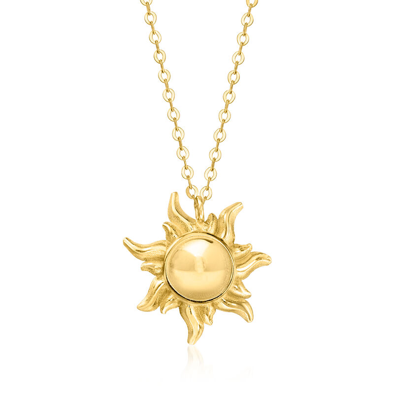 Italian 10kt Yellow Gold Sun Necklace. 18" image number 0