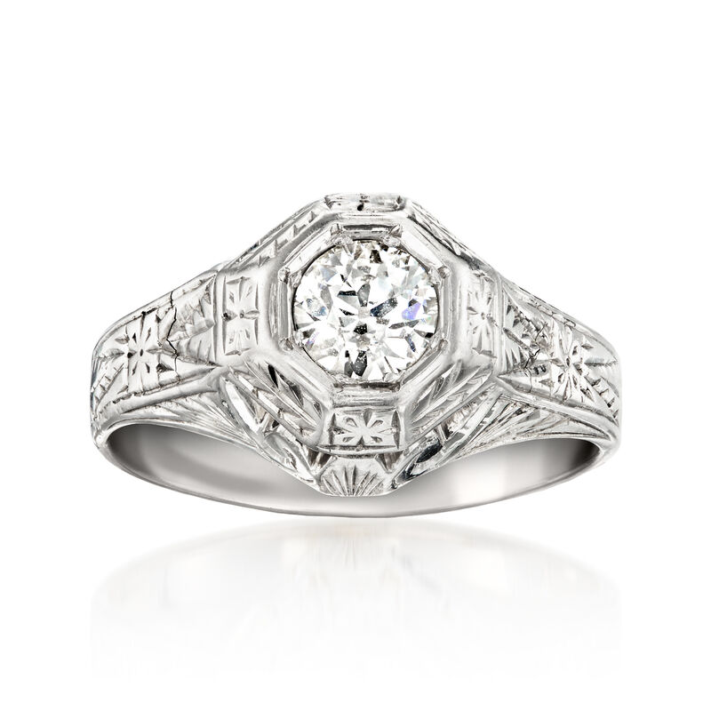 C. 1970 Vintage .50 Carat Diamond Ring in 18kt White Gold. Size 6 image number 0