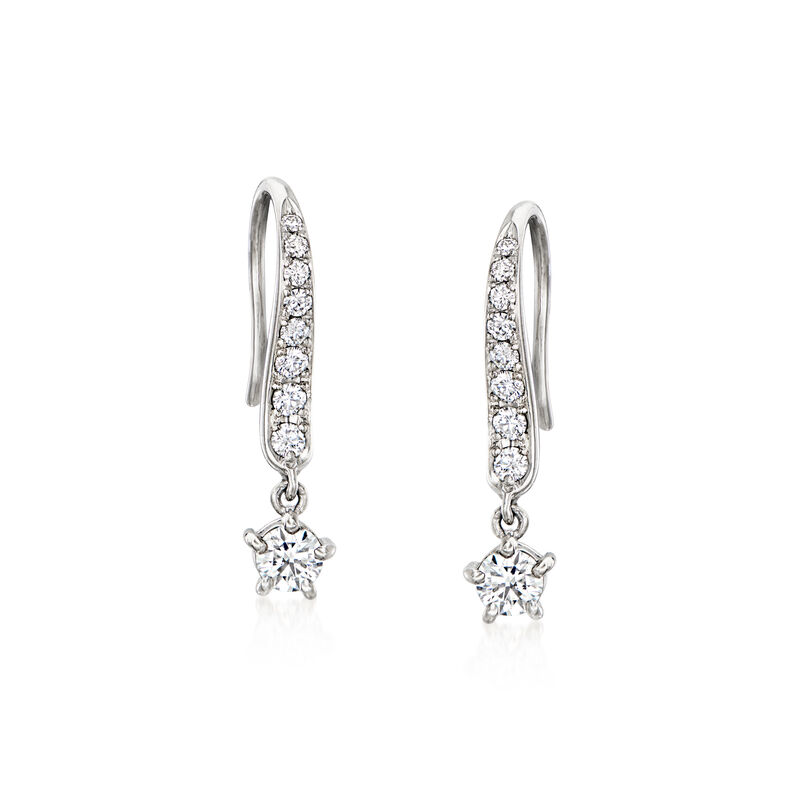 C. 1990 Vintage .73 ct. t.w. Diamond Drop Earrings in Platinum  image number 0