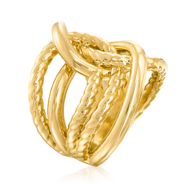 Italian Andiamo 14kt Yellow Gold Over Resin Interlocking Ring image number 2