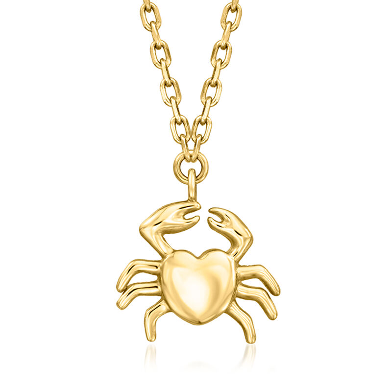 Italian 14kt Yellow Gold Crab Necklace. 16&quot; image number 1