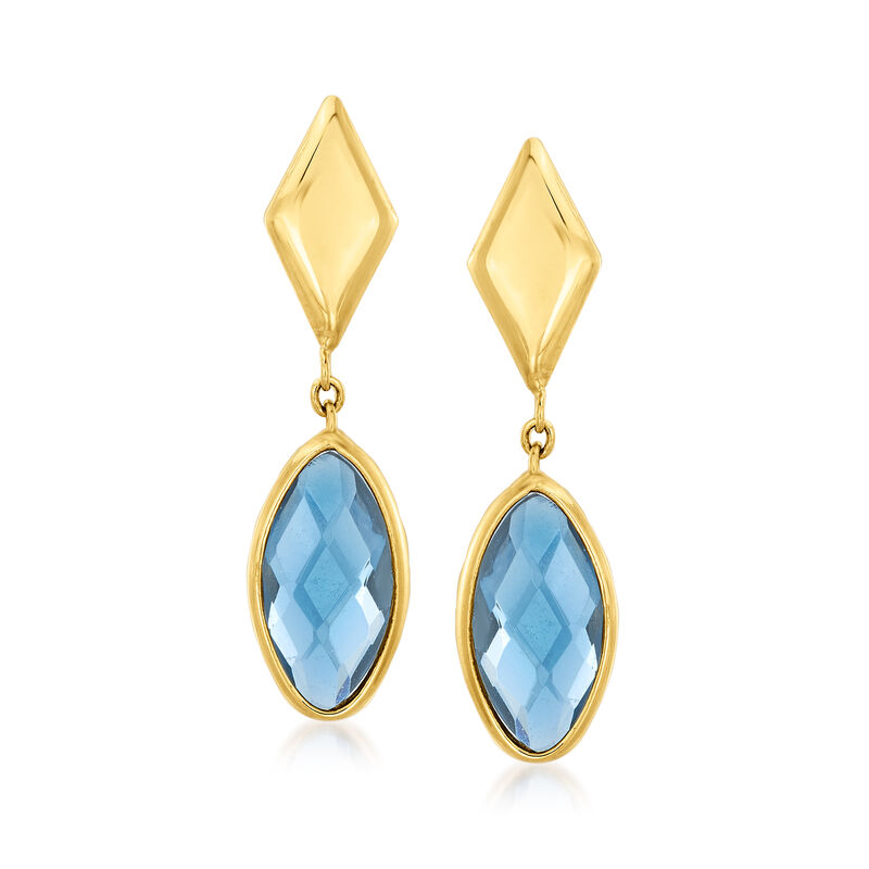 Italian .40 ct. t.w. London Blue Topaz Drop Earrings in 14kt Yellow Gold image number 0
