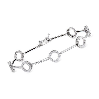 C. 1990 Vintage 1.00 ct. t.w. Diamond Circle-Link Bracelet in 18kt White Gold