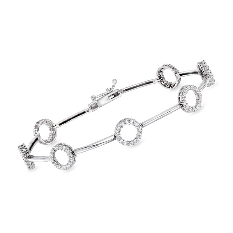 C. 1990 Vintage 1.00 ct. t.w. Diamond Circle-Link Bracelet in 18kt White Gold. 7&quot; image number 0