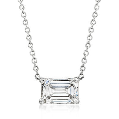 1.00 Carat Emerald-Cut Lab-Grown Diamond Necklace in 14kt White Gold