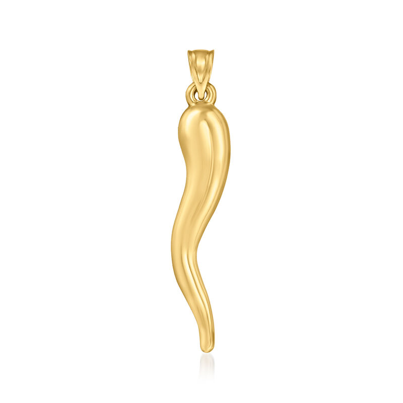 Men's 14kt Yellow Gold Italian Horn Pendant  image number 0
