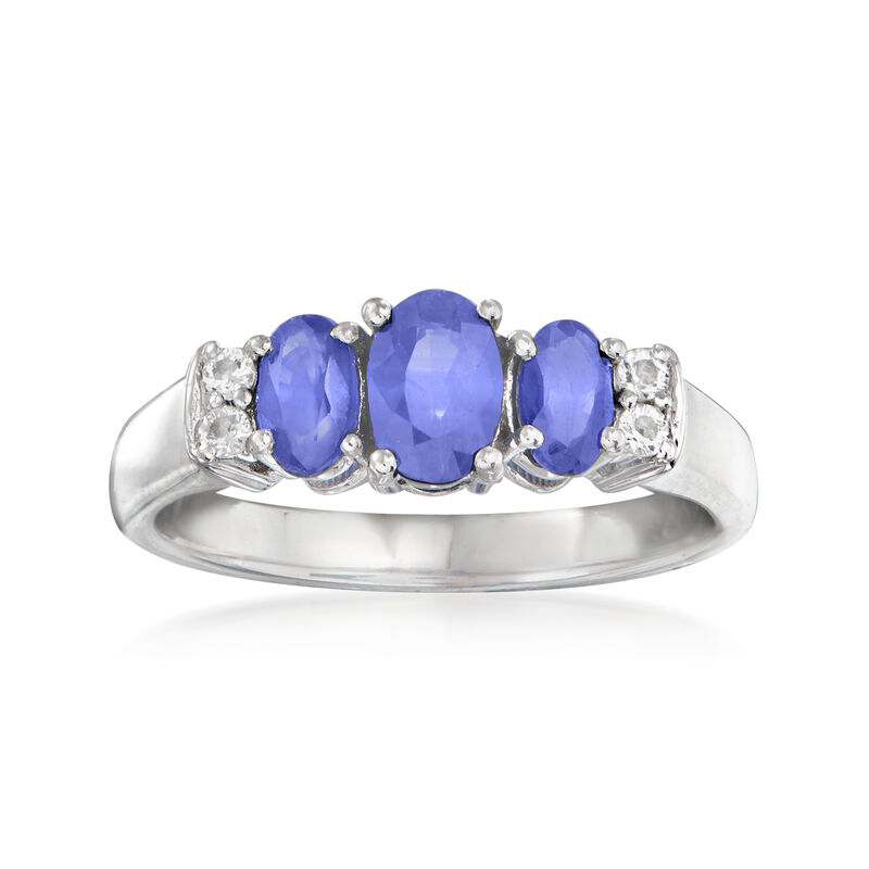 .90 ct. t.w. Tanzanite Ring with White Topaz Accents in Sterling Silver image number 0