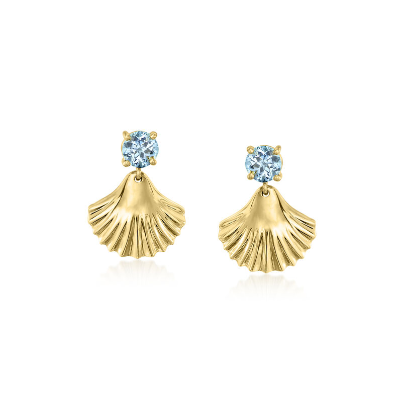 1.80 ct. t.w. Sky Blue Topaz Seashell Drop Earrings in 18kt Gold Over Sterling  image number 0