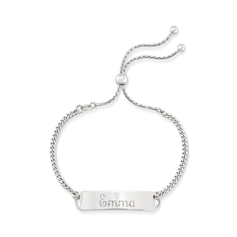 Plain - Italian Sterling Silver ID Bolo Bracelet  image number 2