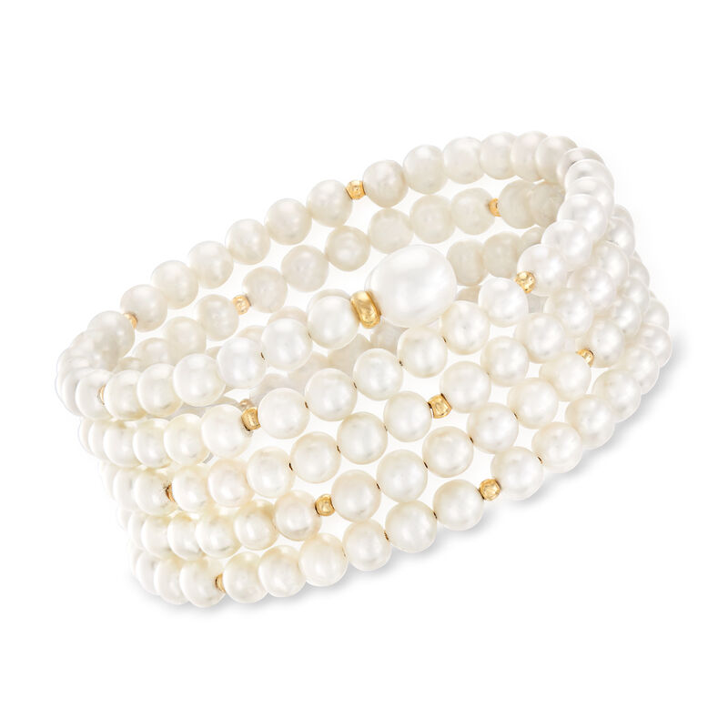 5-9mm Cultured Pearl Multi-Row Wrap Bracelet with 14kt Yellow Gold image number 0