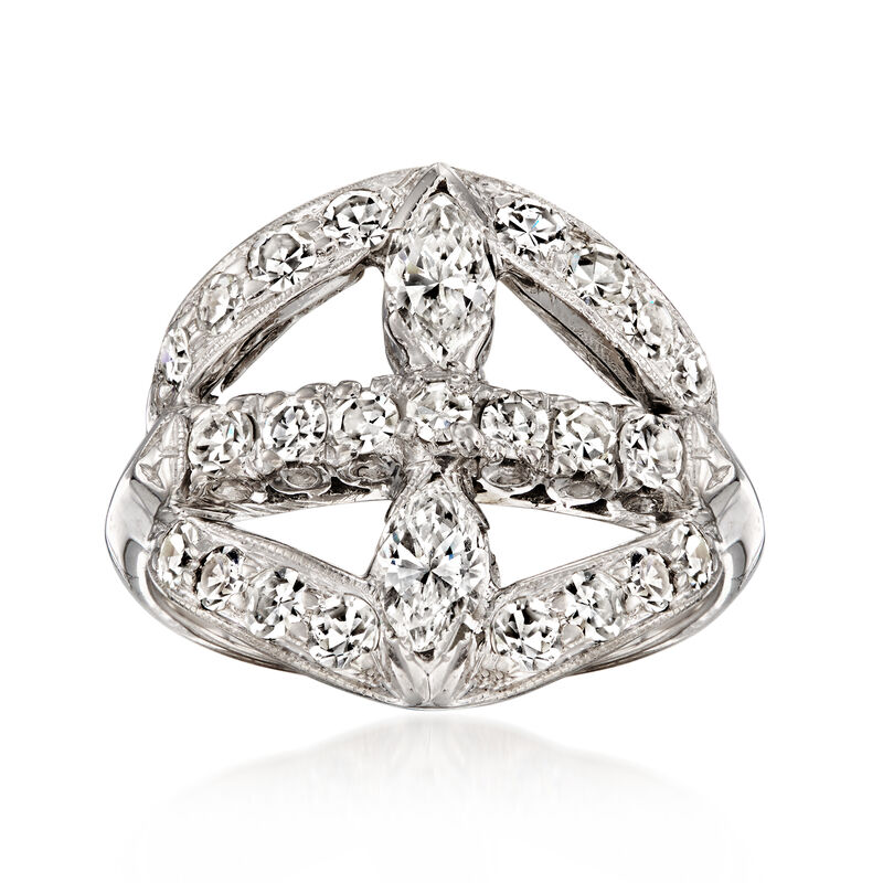 C. 1980 Vintage 1.40 ct. t.w. Diamond Ring in 14kt White Gold. Size 5.75 image number 0