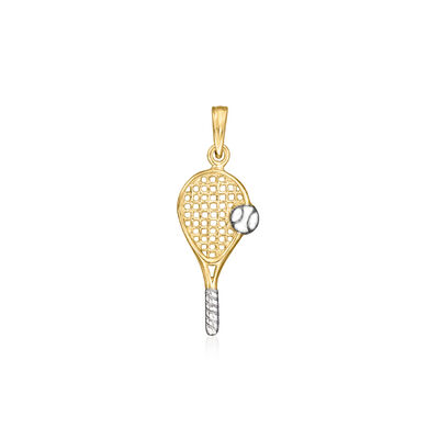 10kt Two-Tone Gold Tennis Racket Pendant