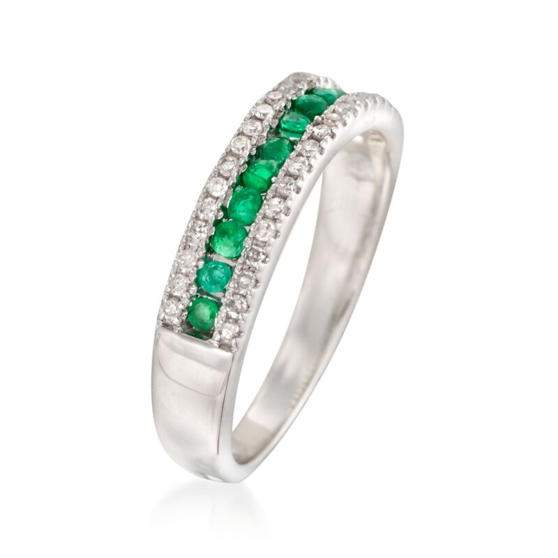 1.70 ct. t.w. Emerald and .20 ct. t.w. Diamond Ring in 14kt White Gold image number 2